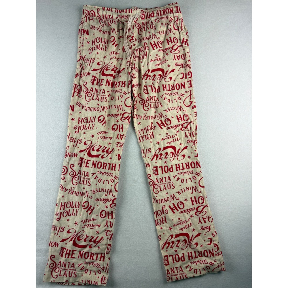 Old Navy Womens Small Christmas Pajama Pants Red Cream North Pole Holiday Print